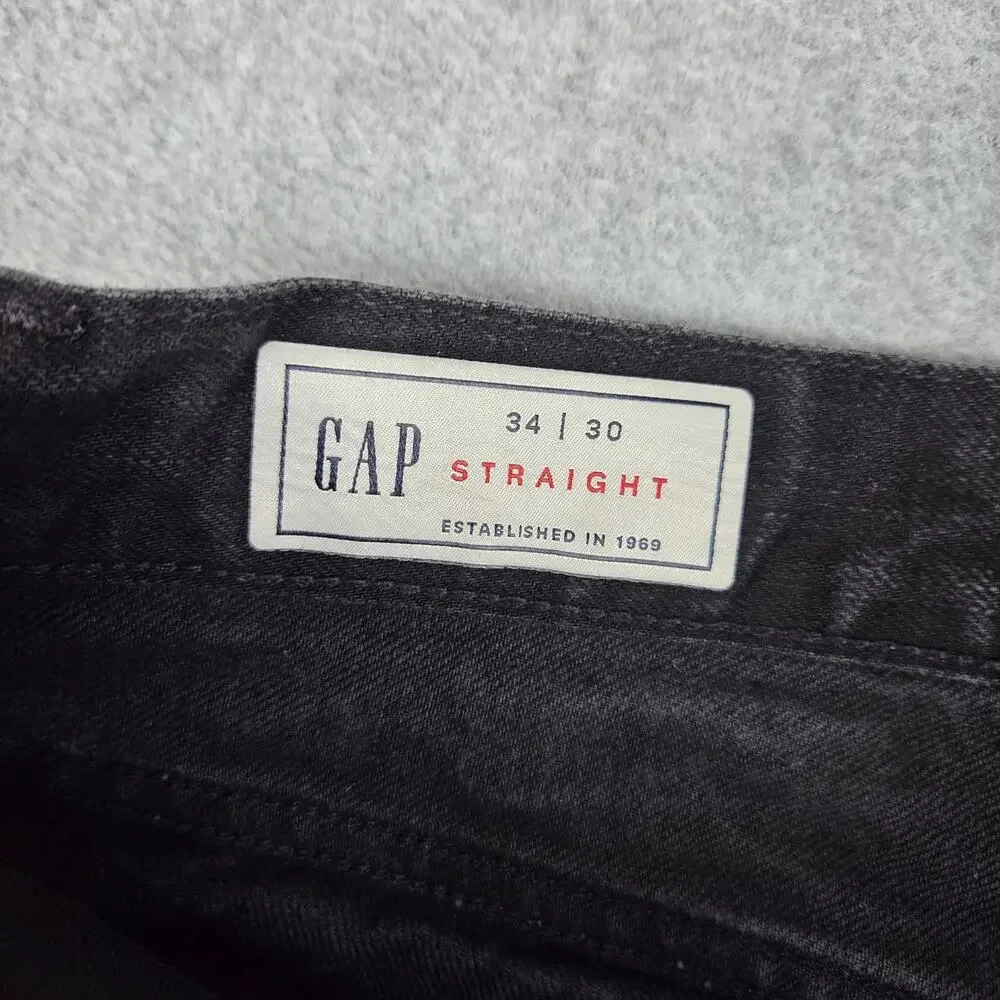 Gap Mens 34x29 Black Straight Leg Jeans